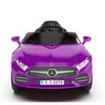 thumbnail image 3 of Xuanlur Licensed Benz CLS 350 12V Kids Ride On Car with Parent Remote Control, Ride on Toys with Spring Suspension, LED Lights, Bluetooth Music – Purple, 3 of 5