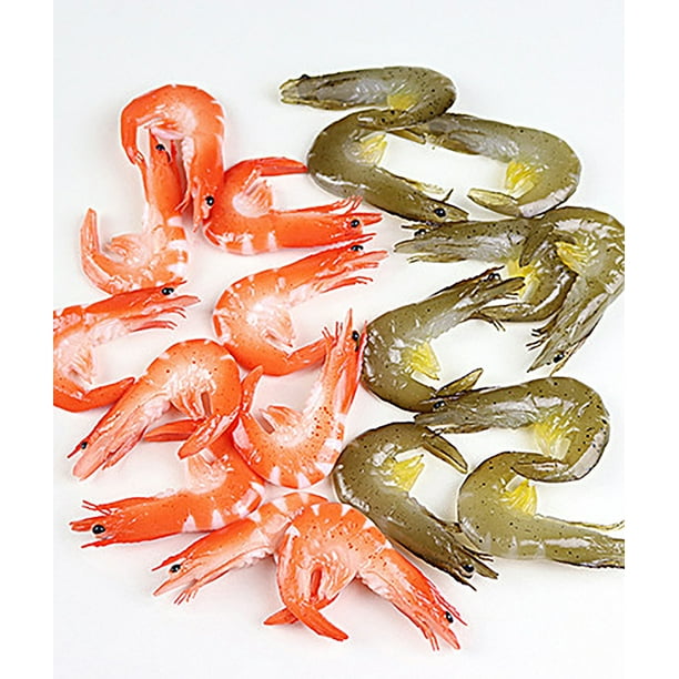 Nobrand 6pcs Artificial Food Decorative Simulated Shrimp Shape Food Model Fake Food Green