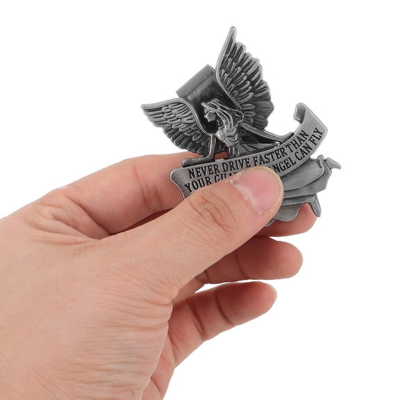 Hemobllo 3Pcs Guardian Angel Car Visor Clips Silver Metal Drive Safe Reminder Car Safety Accessory
