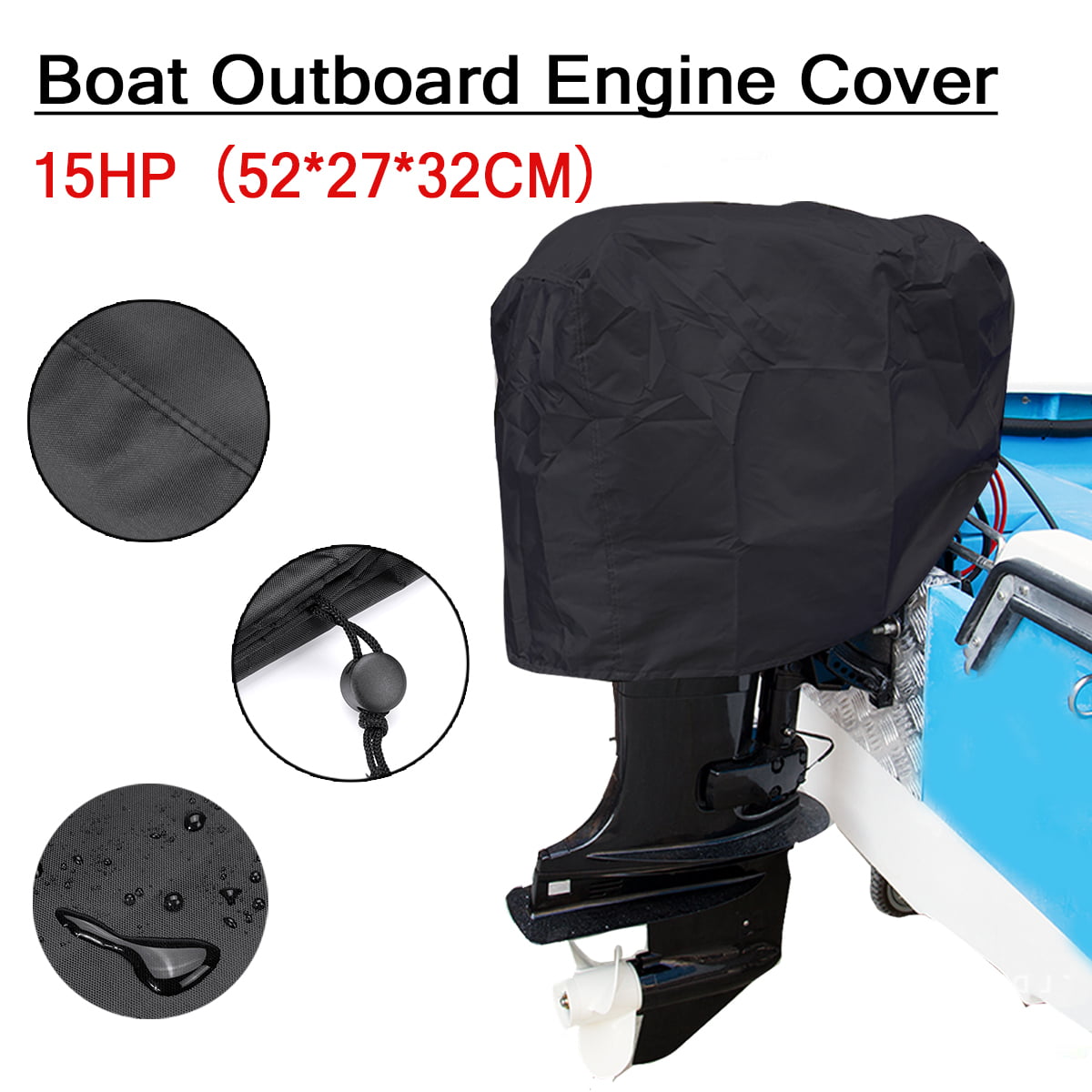 Boat Full Outboard Engine Motor Cover Fits Up to 250HP black 