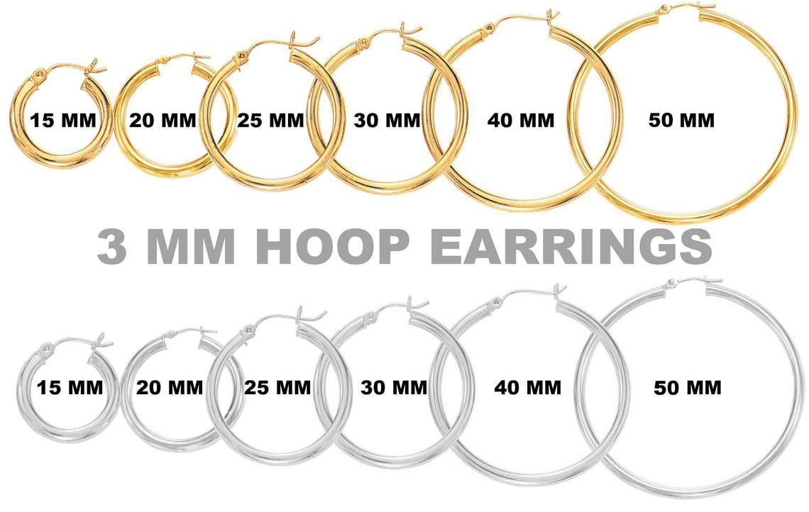 14k REAL Yellow Gold 30MMx3.00MM Thickness Classic Polished Round Tube Hoop Earrings with Snap Post Closure For Women