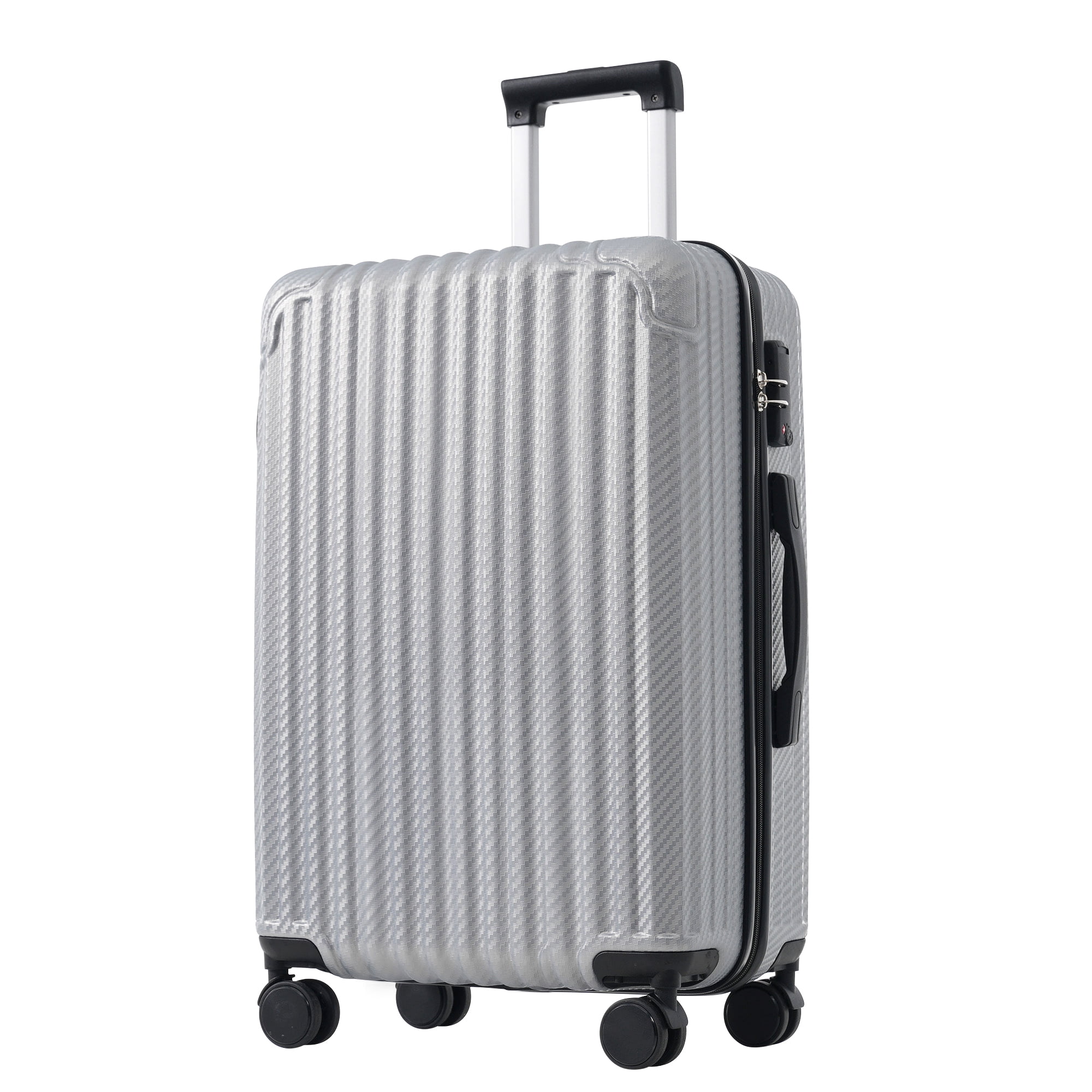 Euroco 6-Piece Luggage Sets, ABS Hardshell Suitcase Set with Spinner Wheels and TSA Lock,Lightweight Carry-On & Checked Luggage for Family Travel,Silver