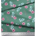thumbnail image 3 of Soimoi Green Poly Georgette Fabric Leaves & Ranunculus Floral Printed Craft Fabric by the Yard 52 Inch Wide, 3 of 3
