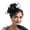 Black, variant on AJGRHE Handmade Exquisite Elegant Bridal Headband with Organdy Feather Fascinator Hair Mesh Lace Flower Ribbon for Wedding Tea Party Prom Garden Celebration Women Girls Blue