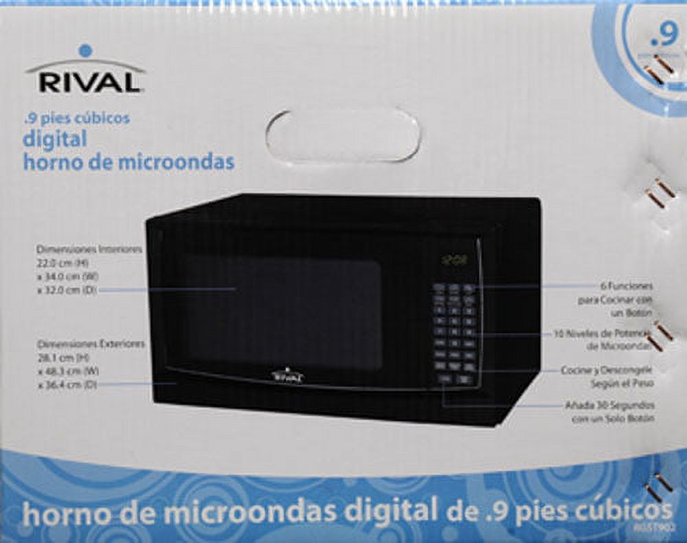 Rival 0.9 Cu. Ft. Black Microwave Oven - image 3 of 6