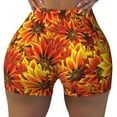 thumbnail image 2 of Logiee Sunflower4 Print Women's Biker Shorts,Workout Gym Shorts,Scrunch Shorts,Tummy Control Hidden Scrunch Running Yoga Shorts-Medium, 2 of 8