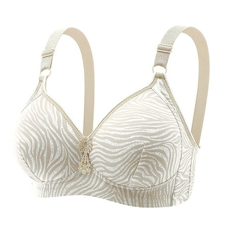 FUNUONY 2025 Trendy Women s Push Up Bra No Underwire Comfortable Wireless Bras Padded Plunge Women Lace Back Button Shaping Cup Adjustable Shoulder Strap Large Size Underwire Bra Beige Xl