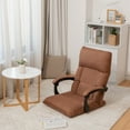 thumbnail image 3 of Costway 14-Position Floor Chair Lazy Sofa w/Adjustable Back Headrest Waist Brown, 3 of 10
