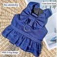 thumbnail image 2 of Pet Dog denim Clothes,Puppy Denim Dress with D-Ring & Cute Bowknot Costume for Small Dogs & Cats,T-Shirt Stylish Pet Summer Apparel & Dog Harness Dress, 2 of 9