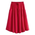 thumbnail image 4 of Tiqkatyck Skirts for Women, Women's Casual High Waist Pleated A Line Midi Skirt with Pocket Long Skirt, 4 of 5