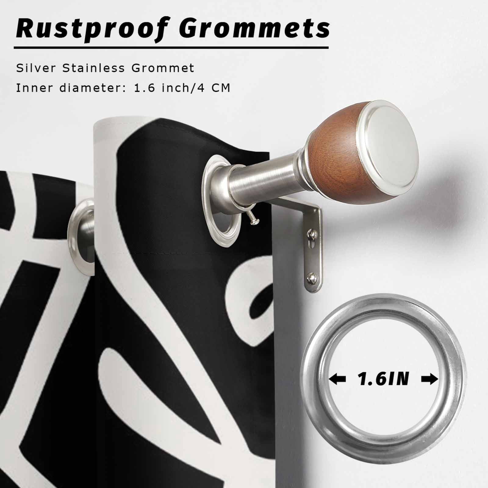 Abstract Line Outdoor Curtains for Patio, Retro White Wave Line Art Black Minimalist Sunshade Privacy Drapes Grommet Waterproof Outside Curtains for Porch/Cabana/Balcony 54"x 108", 1 Panel