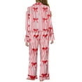 thumbnail image 6 of Mommy and Me Matching Pajamas, Bow/Heart Print Tie Front Long Sleeve Tops and Long Pants Set Family Matching Sleepwear, 6 of 7