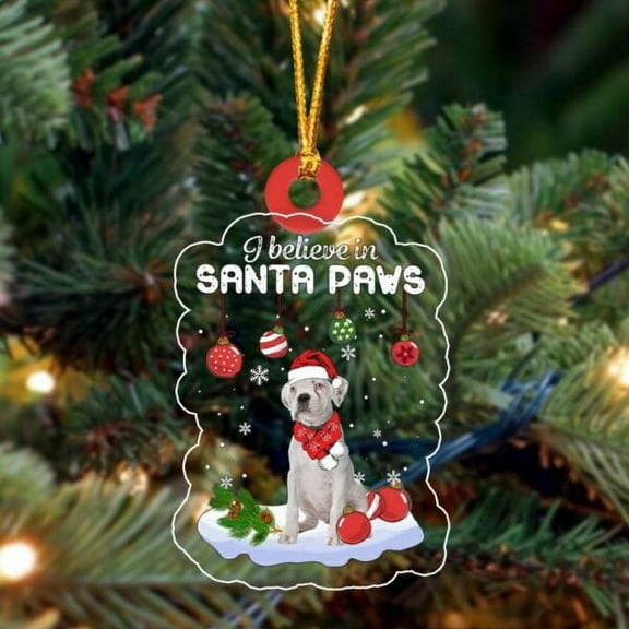 Acrylic 2D FLAT - WHITE Boxer 2 Christmas Ornament, Christmas Ornament, Dog Ornament, Xmas Dog Ornaments - Holiday Tree Decoration