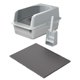 thumbnail image 5 of Caja de arena para gatos con parte abierta, orinal, viaje, resistente y grande, bandeja de arena para mascotas pequeñas, conejos, gatos gris claro, 5 of 9