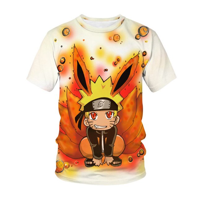 Naruto Japanese Cartoon Fashion Casual Children Children's Clothing Boy Baby 3D Printed Short Sleeve T-shirt Top Clothing100 Gao Jinjia LED