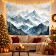 thumbnail image 3 of Misty Peaks with Evergreen Trees in a Tranquil Landscape, Dreamy Watercolor for Nature Lovers, Atmospheric Mountain Decor, Housewarming Gift, Tapestry Wall Hanging for Bedroom and Living Room, 3 of 7