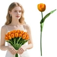 thumbnail image 6 of 10Pcs Artificial Flowers Realistic Tulips Silk Fake Flowers Decoration, No Fade Real Touch Faux Plant Vase Filler DIY Wedding Bouquet Spring Floral Picks for Home Party, Multicolor(Orange,13x2"), 6 of 8