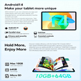 thumbnail image 4 of Tablet TECLAST 10 inch Android 14 Tablet, P30 10GB RAM 64GB ROM 1TB TF Tablets for Kids Adults WiFi 5G/2.4G, Octa Core, 1280*800 HD, Bluetooth 5.4, Google GMS, 2MP+5MP Dual Camera, 4 of 10