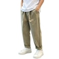thumbnail image 2 of Hurxie Boys School Uniform Pant Pull On Pants Lightweight Thin Solid Color Casual Elastic Waist Khaki,11-12Years, 2 of 6