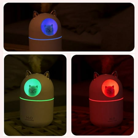 

JUNWELL Portable Cold Fog Humidifier-200ml USB Mini Air Humidifier 7-color Night Light Room Humidifier Suitable For Bedroom Desk Car Travel (White)