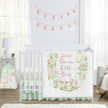 UPC: 0846480063827 | Butterfly Floral Collection 4 Piece Crib Bedding
