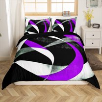 Manfei Geometric Spiral Stripes 3pcs Duvet Cover King for Kids Teens Female Men,Black Purple Ultra Soft Bedding King Size,Abstract Artwork Microfiber Comforter Cover King(No Comforter)