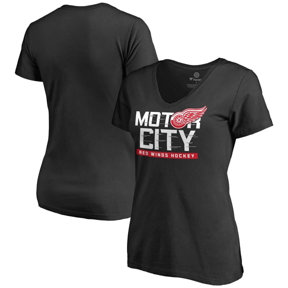 Women's Black Detroit Red Wings Hometown Collection Motor City V-Neck T-Shirt