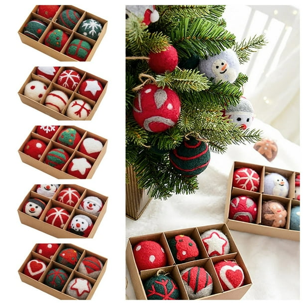 ¡Ahorra con Rebajas!, Bola de lana con forma de copo de nieve para árbol de Navidad, materiales hechos a mano, colgantes pequeños, adornos navideños Akmoler