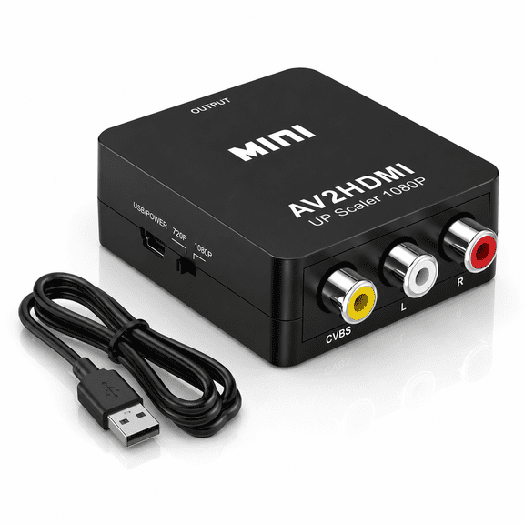 AV to HDMI Converter,RCA to HDMI Converter,1080P Mini RCA Composite CVBS Audio Video Converter Supports PAL/NTSC Compatible with PC/Laptop/Xbox /PS4 /TV/STB/VHS/VCR/Blue-Ray