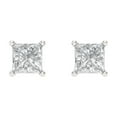 thumbnail image 3 of 14K Solid Gold Screw Back Stud Earrings for Women | 1.5 cttw Princess Cut Moissanite | White Gold, 3 of 5