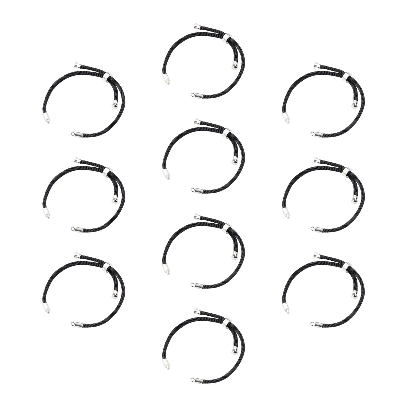 Tachiuwa 2x10 Pieces Nylon Twisted Cord Bracelet Making Findings Fashion Rope Bracelet Black Argent