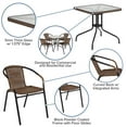 thumbnail image 2 of 28'' Square Glass Metal Table with Black Rattan Edging and 4 Black Rattan Stack Chairs, 2 of 9