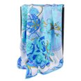 thumbnail image 3 of Grace Scarves 100% Silk Scarf With Hand Rolled Edges, Large, Circle Of Flowers, Light Blue, 3 of 4