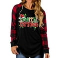 thumbnail image 4 of Tops for Women Christmas Print Plaid Long Sleeves Round Neck Winter Printed Loose Casual Sweatshirts,Womens Tops Plus Size Red XL, 4 of 6