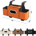 thumbnail image 4 of Car Organizers and Storage Box, Multifunctional Car Headrest Organizer Back Seat, Smart Cars Organizer with Tissue Cup Holder(Brown), 4 of 5
