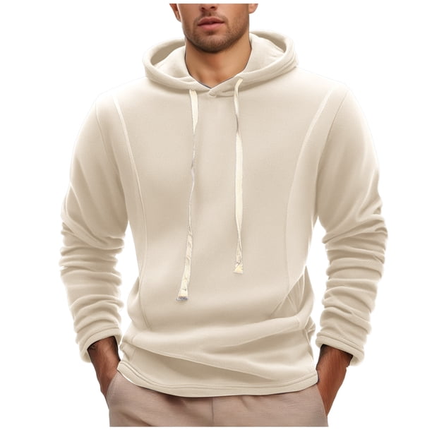 Sudadera con capucha para hombre, informal, lisa, gruesa, con cordón elástico, cierre de manga larga, blusa con capucha, blusa de poliéster para hombre