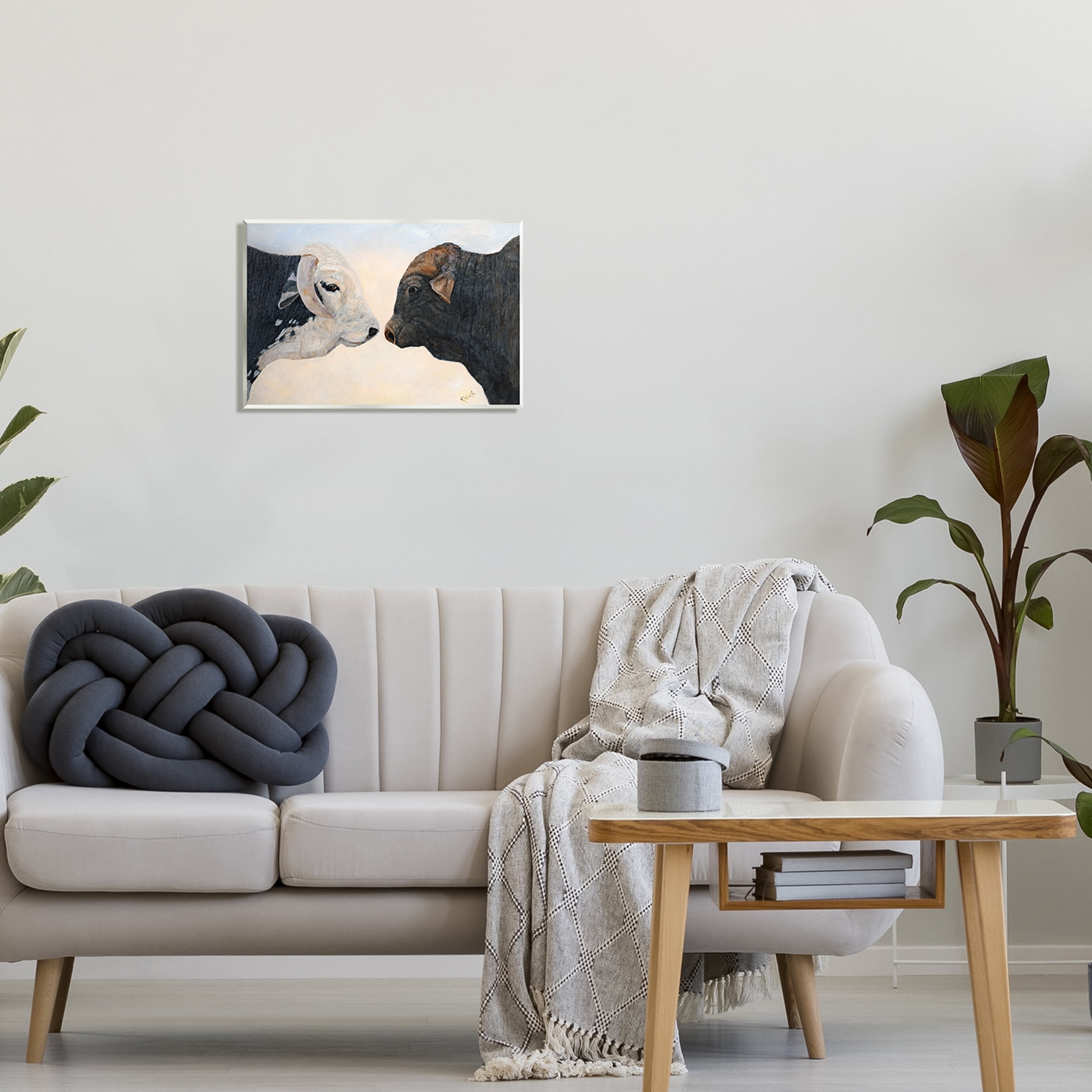 Stupell Oxen Cattle Duo Rural Wildlife Animals & Insects Painting Wall Plaque Unframed Art Print Wall Art