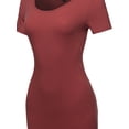 thumbnail image 4 of A2Y Women's Solid Fitted Classic Short Sleeve Premium Cotton Midi Dress Fired Brick M, 4 of 5