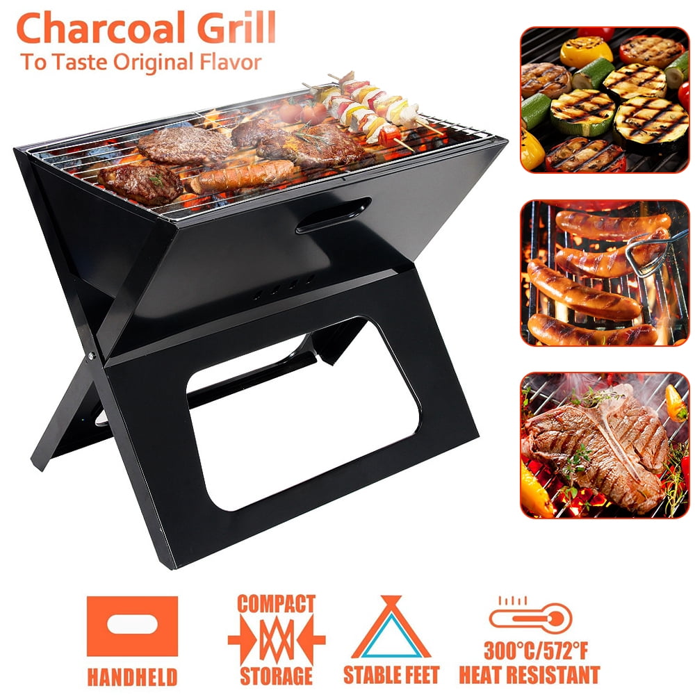 INTELIVE 17.5in Folding Camping Barbecue Grill, Portable Charcoal Grill, Foldable Camping Grill for Outdoor Barbecue Picnic