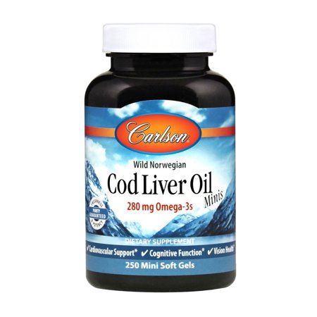 Carlson Labs Wild Norwegian Cod Liver Oil Minis 250 Mini Soft Gels
