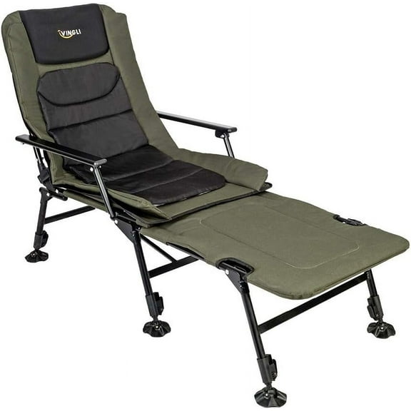 Ktaxon Outdoor Fishing Chair, Oversized Heavy Duty Camping Chairs with 160° Adjustable High Back & Footrest, Max Capacity 350Lbs Beach Chair for Outdoor Patio Camping Fishing