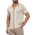 thumbnail image 5 of Men's Argyle Polo Shirt Casual Short Sleeve Plaid Knitted Shirts XL Khaki, 5 of 6