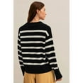 thumbnail image 5 of Women'S Striped Sweater Long Sleeve V-Neck Pullover Autumn Sweater Top 2025 Black One Size, 5 of 8
