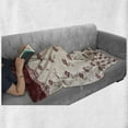 thumbnail image 6 of Floral Soft Flannel Fleece Throw Blanket, Romantic Roses and Ethnic Themed Vintage Floursih, Cozy Plush for Indoor and Outdoor Use, 50" x 60", Maroon Slate Brown, by Ambesonne, 6 of 6