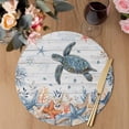 thumbnail image 3 of Sea Turtle Coastal Round 15 Inch Placemats Set of 8, Summer Coral Starfish Nautical Grey HeatResistant Non Slip Place Mats for Dining Table, Wipeable Braided Kitchen Table Mats for Housewarming, 3 of 9