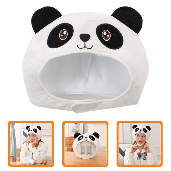 OULII White Plush Panda Headgear, Soft Animal Costume Hat for Parties, , Cosplay, Photo Props and Decor