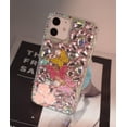 thumbnail image 3 of Luxury Bling Diamond Rhinestone Gemstone 3D Butterfly and Rose Flower Gemstone Soft TPU Back Cover Case for Women Girls with iPhone 12 /iPhone12 Pro 6.1", 3 of 10