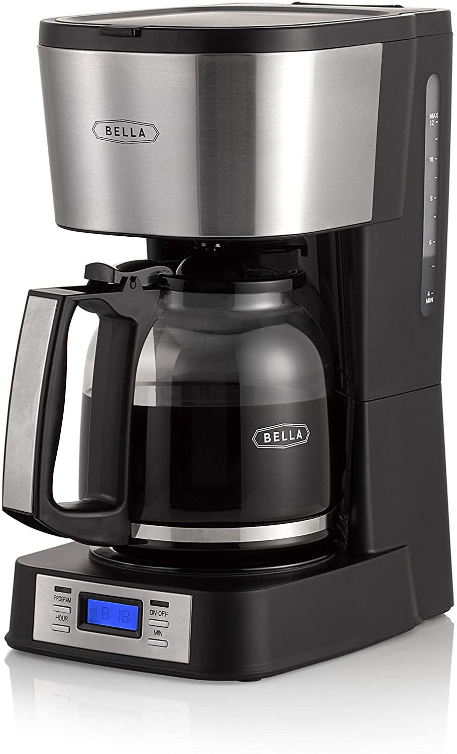 BELLA (14755) 12 Cup Coffee Maker with Brew Strength Selector \u0026 Single Cup  Feature, Stainless Steel - Walmart.com