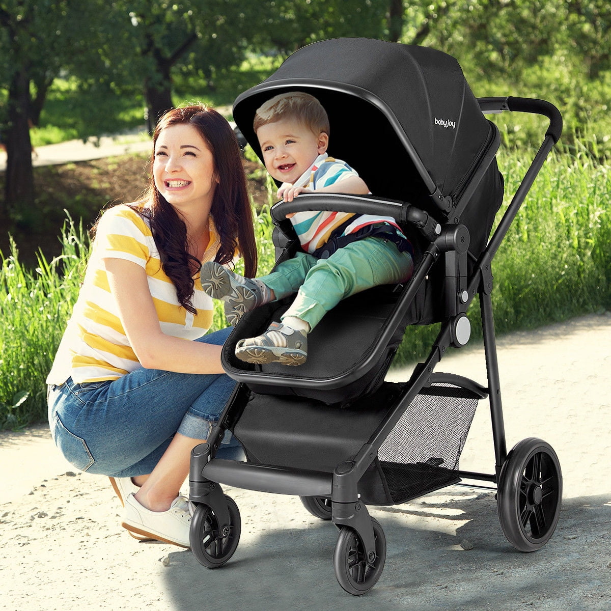 Infans 2 In 1 Foldable Baby Stroller Kids Travel Newborn Infant Buggy