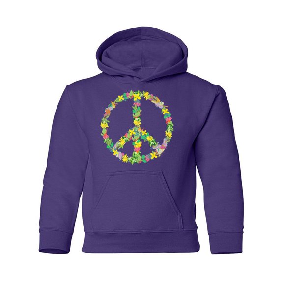 Floral Peace Symbol Hoodie Juniors -SPIdeals Designs,  Large